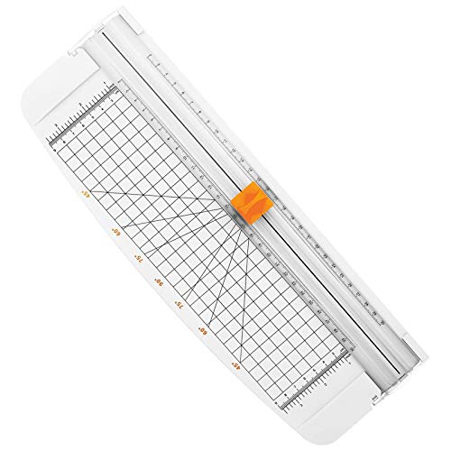 Firbon A4 Paper Cutter Portable Guillotine Paper Trimmer Scrapbooking Tool with Automatic Security Safeguard for Craft Paper, Coupon, Label and Cardstock (White)