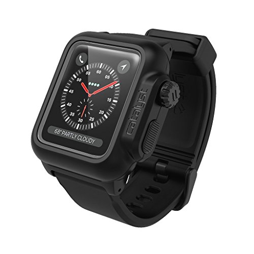 Waterproof case for Apple Watch 42mm Series 2 & 3 With Premium Soft Silicone - Resistant [rugged protective case], Stealth Black