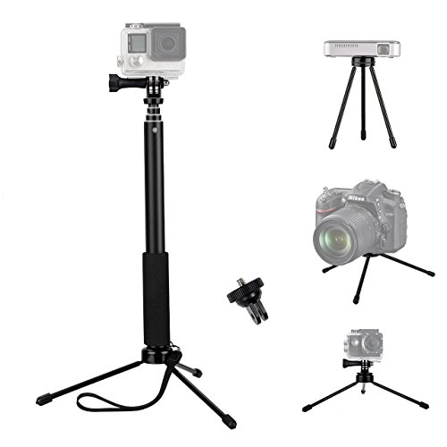 VVHOOY Waterproof Selfie Stick and Universal Mini Tripod Stand Compatible with Gopro Hero 7/6/5/Yi/AKASO EK7000/Brave 4/APEMAN/DBPOWER/Campark/Crosstour Sports Action Camera and More(37 inch)