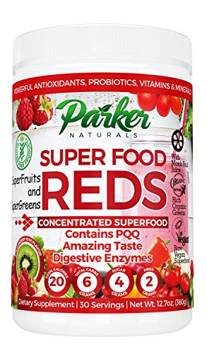 Superfood Reds by Parker Naturals Organic Antioxidant Powder: Super Food Energy Mix with SuperFruits and SuperGreens. High ORAC Score.