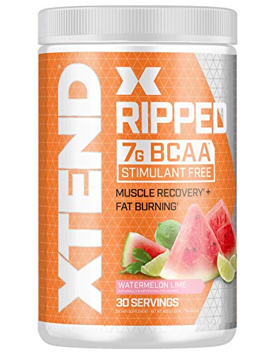 Scivation Xtend Ripped Bcaa Powder, Watermelon Lime, 30 Servings - Stimulant Free Branched Chain Amino Acids, Keto Friendly, bcaas, for Muscle Recovery with Cla & L Carnitine (Packaging May Vary)
