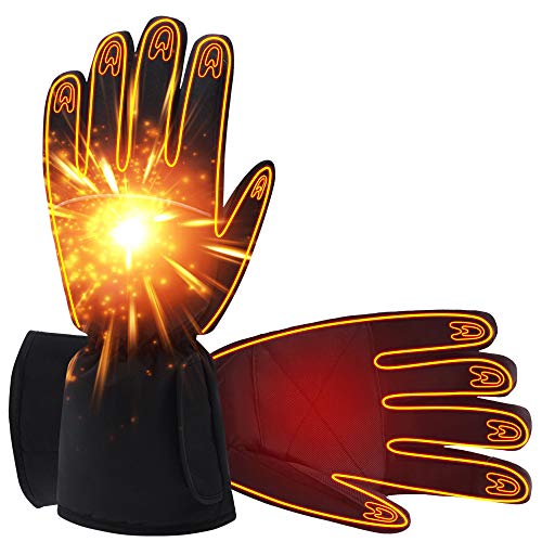 Rabbitroom Heated Gloves for Men Winter Arthritis Heating Gloves Hand Warm Waterproof Touchscreen Texting Warmer Thermal Gloves for Cold Weather Snowboarding Shovel Hiking Skiing Hunting (4.5V-Gloves)