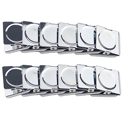 Ogrmar Metal Clip 1.75"-12 Pack Refrigerator Whiteboard Wall Magnetic Memo Note Clip Metal Clip (1.75")