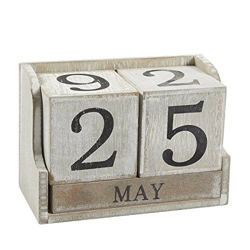 Book Cover Calendar Block - Wooden Perpetual Desk Calendar - Home and Office Decor, 5.3 x 3.7 x 2.6 inches