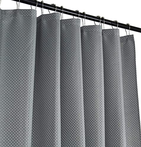 Book Cover Luxury Grey Fabric Shower Curtain: Shimmering Textured Jacquard Cloth (Silver)