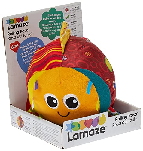 Book Cover LAMAZE - Rolling Rosa Toy, Help Baby Reach, Push, and Get Crawling by Supporting Tummy Time with Bright Colors, Easy Motion, and Fun Chimes, 6 Months and Older
