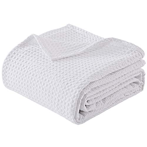 Book Cover PHF 100% Cotton Waffle Weave Thermal Blanket for Home Decorations - Soft Comfortable Breathable and Moisture Absorption for All Season - Perfect for Couch Bed Sofa King Size (225 x 270cm) Charcoal