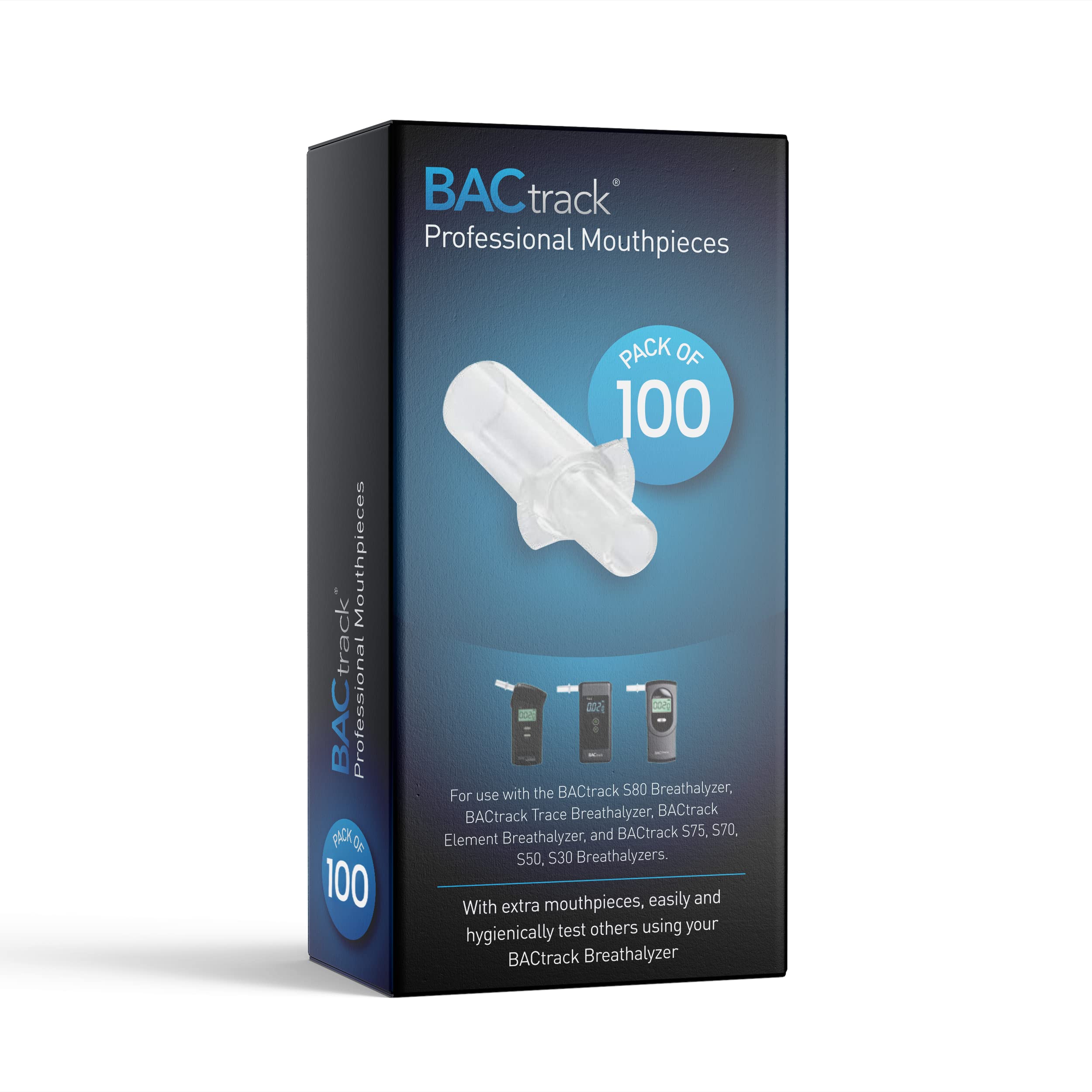 Book Cover BACtrack Professional Breathalyzer Mouthpieces (100 Count) | Compatible with BACtrack S80, Trace, Scout, Element & S75 Breath Alcohol Testers 100 Count (Pack of 1)