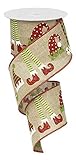 Elf Hats & Legs Christmas Wired Edge Ribbon - 2.5" x 10 Yards (Beige)