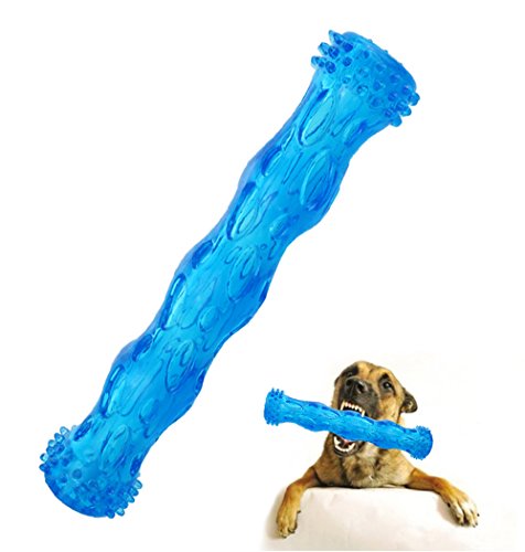 CEESC Dog Chew Toy Bone Tooth Cleaning and Puzzle Game for Puppy, 3 Sizes and 3 Colors Options (L: 11.02" x 1.97", Blue)