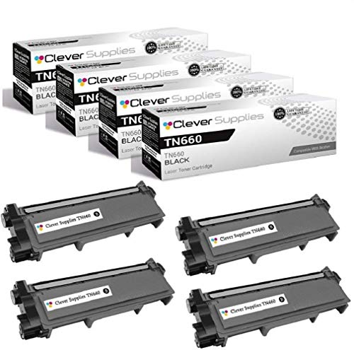 CS Compatible Toner Cartridge Replacement for Brother TN660 TN630 TN-660 TN-630 TN 630 Jumbo HIGH Yield 4 Black for DCP-L2520DW DCP-L2540DW HL-L2320D HL-L2340DW HL-L2360DW MFC-L2680W MFC-L2685DW 4 Pack