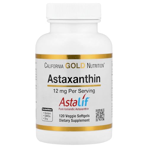 California Gold Nutrition Astaxanthin, Antioxidant Carotenoid, AstaLif Pure Icelandic Biologically Active 99% Isomer, 12 mg, 120 Veggie Softgels