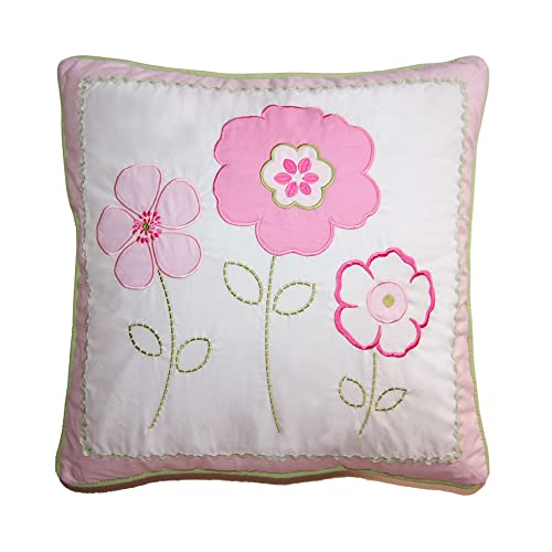 Book Cover Cozy Line Home Fashions Pink Greta Pastel Floral Embroidered Decorative Pillow (Floral Embroidered 1 - Piece)