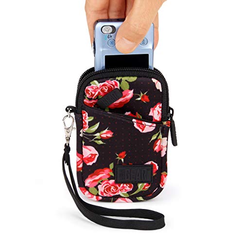 USA GEAR Small Digital Camera Case with Wrist Strap, Belt Loop - Compact Camera Case Compatible with Canon Powershot, G7 X Mark III, Nikon Coolpix, and Kodak Pixpro, Cybershot, and More (Floral)