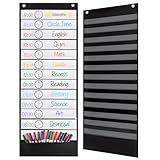 Essex Wares - 13 Pocket Daily Schedule Pocket Chart, Ultra-Durable Visual Schedule for Kids - Easy to Use, Reusable Daily Schedule for Kids - Reversible Chart for Sentence Strips