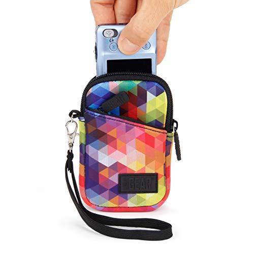USA Gear Small Digital Camera Case with Wrist Strap, Belt Loop - Compact Camera Case Compatible with Canon Powershot, G7 X Mark III, Nikon Coolpix, and Kodak Pixpro, Cybershot, and More (Geometric)