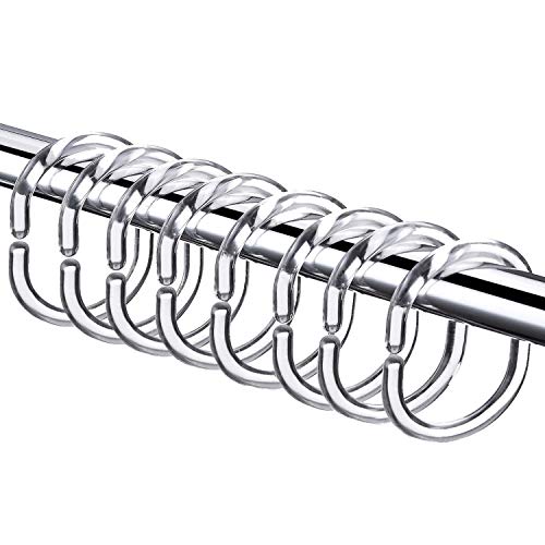 24 Packs Plastic Shower Curtain Rings Hooks for Bathroom Shower Window Rod (Clear)