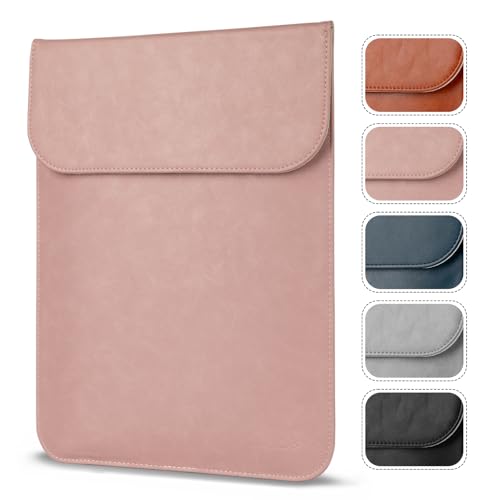 Allinside 13-13.3 inch Laptop Sleeve Case for MacBook Pro 14 2021-2026/MacBook Air 13 2010-2017/MacBook Pro 13 2010-2015, Waterproof PU Leather Laptop Sleeve Bag Protective Vertical Case Cover, Pink
