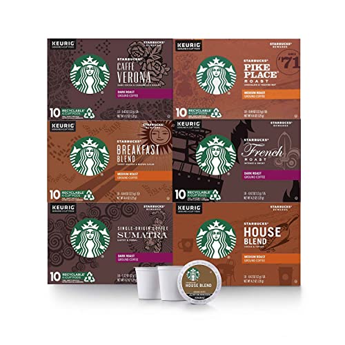 Book Cover Starbucks K-Cup Coffee Podsâ€”Medium & Dark Roast Variety Packâ€”100% Arabicaâ€”6 boxes (60 pods total)
