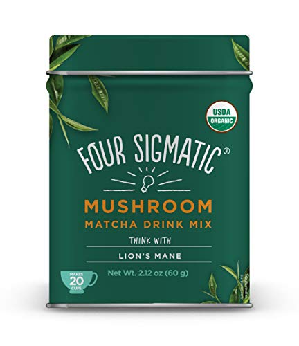 Four Sigmatic Mushroom Matcha, USDA Organic, Ceremonial Grade Matcha Grean Tea Powder with Lions Mane Mushroom Powder & Ginger, Balanced Energy & Focus, Vegan, Paleo, 60g - 20 servings, 2.12 Ounce