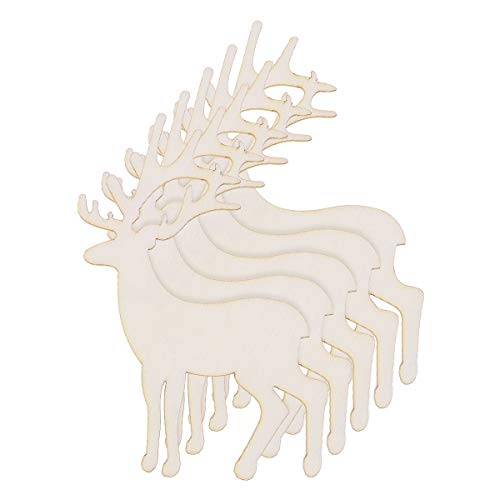 Book Cover TinkSky Reindeer Cutout Veneers Slices for Patchwork DIY Crafting Decoration Christmas Wooden Craft Embellishment Christmas Tree Pendants Hanging Ornaments Wood Tag 5PCS