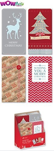 Wow Unique Porte-monnaie traditionnel – 4 designs différents inclus, Renne, arbre de Noël et cartes de souhaits de Noël.