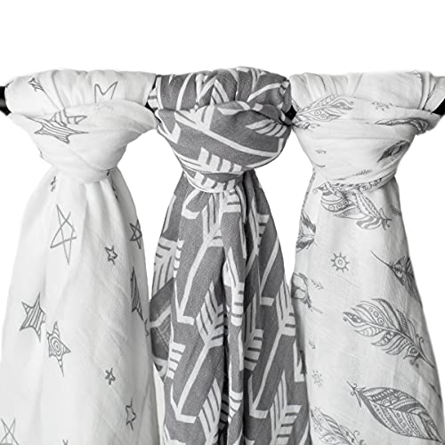Kids Nâ€™ Such Extra-Large Muslin Baby Swaddle Blanket, Wanderer, 47 x 47, 3 Pack