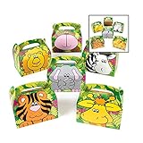 Adorox 24 Pack Zoo Animal Cardboard Treat Box Children Birthday Party Goody Bags Treat Boxes (Assorted (24 Animal Boxes)
