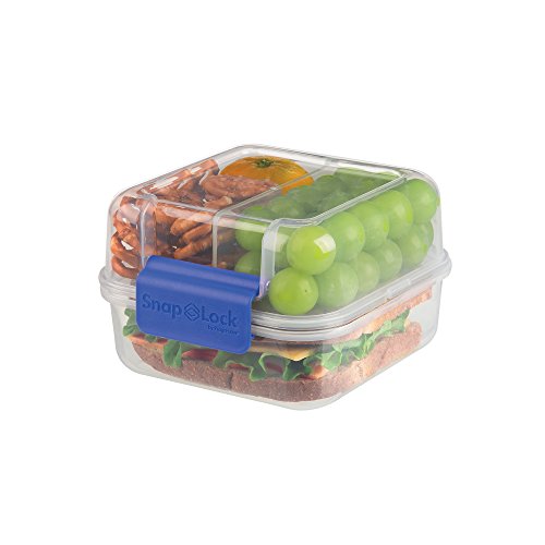 Book Cover SnapLock by Progressive Lunch Cube To-Go Container - Blue, Easy-To-Open, Silicone Seal, Snap-Off Lid, Stackable, BPA FREE