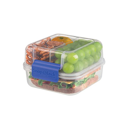 SnapLock by Progressive Lunch Cube To-Go Container - Blue, Easy-To-Open, Silicone Seal, Snap-Off Lid, Stackable, BPA FREE