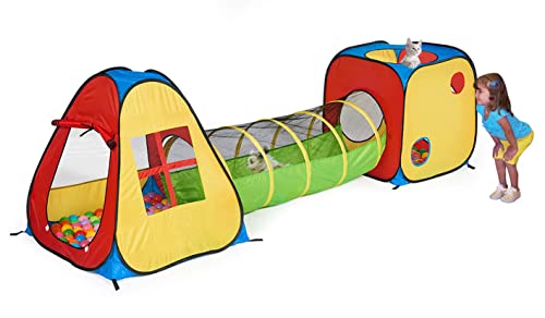 Book Cover UTEX 3 in 1 Pop Up Play Tent with Tunnel, Ball Pit for Kids, Boys, Girls, Babies and Toddlers, Indoor/Outdoor Playhouse