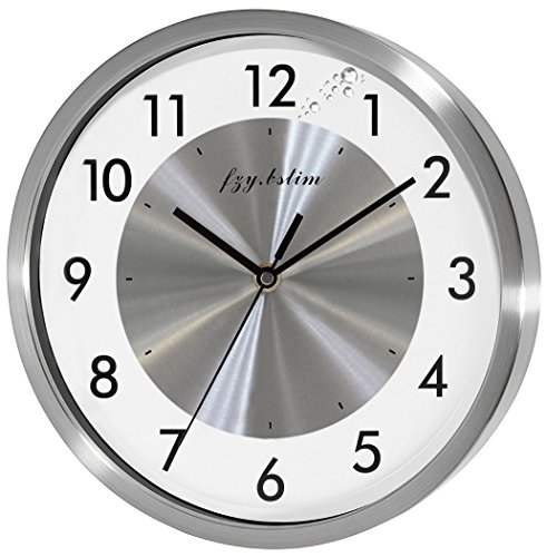 Non Ticking Silent Wall Clock Decorative,Analog Stainless Steel Wall Clock Battery Operated,Office/Living Room/Bedroom/Kitchen Clock,10 Inch,Silver