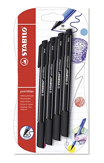 Stabilo Pointmax feutres à pointe en nylon Noir Blister 4