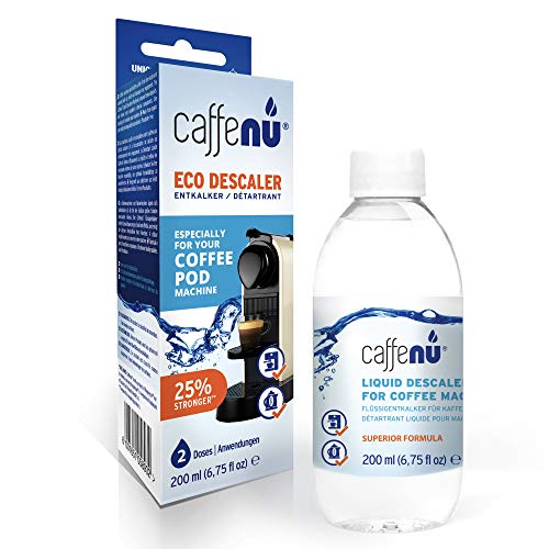 Caffe Nu Eco Friendly Liquid Descaling Solution | 2 Uses per Bottle (200ml) | For All Coffee Pod, Keurig & Capsule Machines, Kettles, Coffee Urns, Espresso Machines & All Drip Coffee Makers