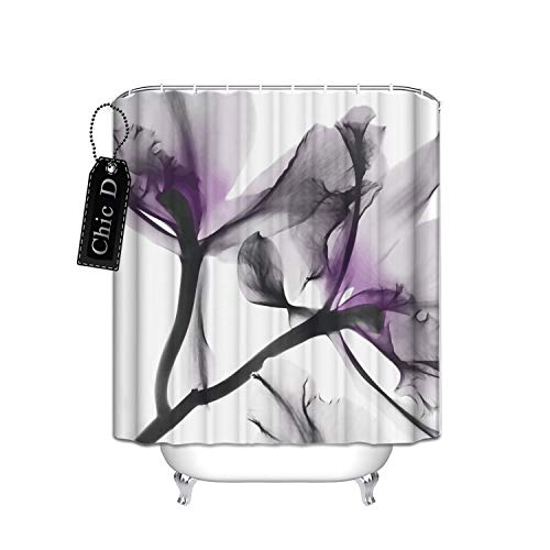 Book Cover Chic D Home Decorations Contemporary X-Ray Flowers Shower Curtain, Floral, Lavender,72 x 72 Inch Long