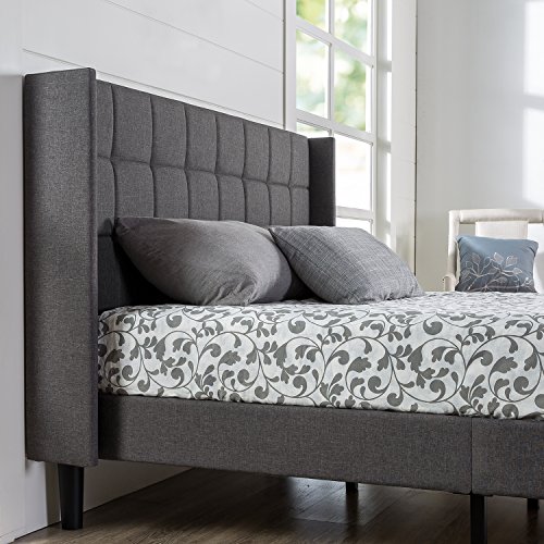 Book Cover ZINUS Dori Upholstered Platform Bed Frame with Wingback Headboard / Mattress Foundation / Wood Slat Support / No Box Spring Needed / Easy Assembly, King