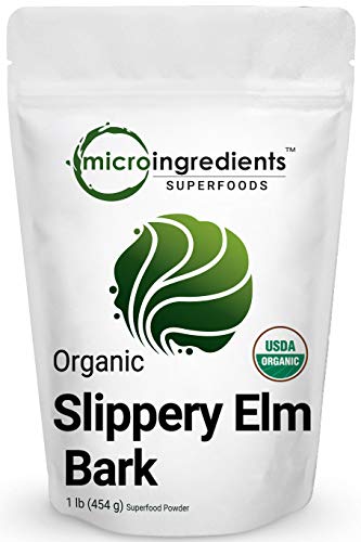 Sustainably US Grown Organic Slippery Elm Bark Powder, 1 Pound, Helps Soothe The Throat and Coughing, No Irradiated, No Contaminated, No GMOs and Vegan Friendly