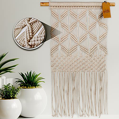 Book Cover Gentle Crafts BoHo Macrame Hanging Wall Decor: Decorative Wall Art Cotton Rope Cord Woven Tapestry Home Decorations for the Living Room Kitchen Bedroom or Apartment