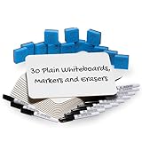 Charles Leonard Dry Erase Board Classroom Pack - Mini Lapboard School Supplies for Teachers, Students - Includes 30 each Erasable White Boards, 2 Inch Felt Erasers and Black Dry Erase Markers (35090)