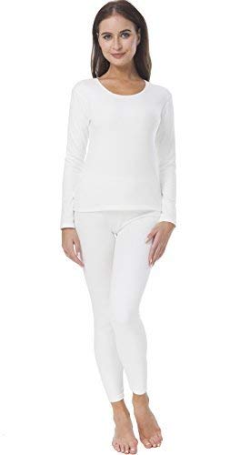 HieasyFit Women's Mid-Weight Cotton Thermal Underwear 2pc Winter Base Layer Set