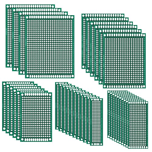Book Cover Paxcoo 40Pcs Double Sided PCB Board Prototype Kit for DIY Soldering and Electronic DIY projects, 5 Sizes