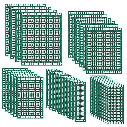 Paxcoo 40Pcs Double Sided PCB Board Prototype Kit for DIY Soldering and Electronic DIY projects, 5 Sizes