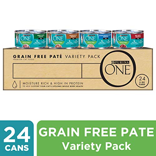 Purina ONE High Protein, Grain Free Pate Wet Cat Food Variety Pack, Grain Free Formula - (24) 3 oz. Cans