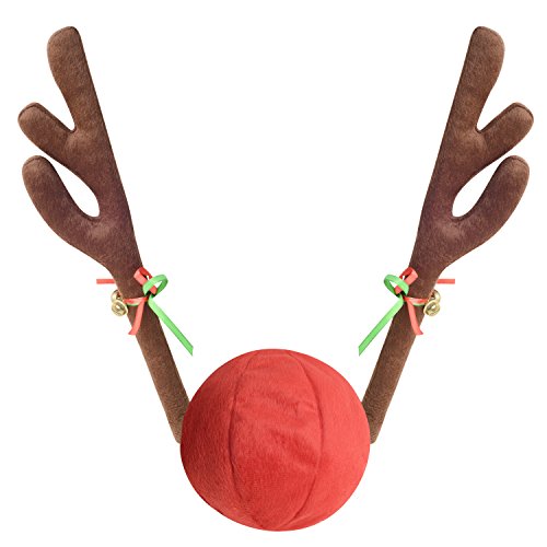 Mak Tools Christmas Reindeer Antlers Car Decoration Kit with Jingle Bell Brown, Large