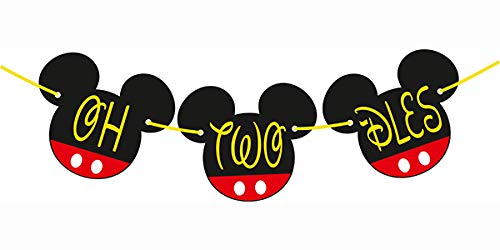 Book Cover OH Twodles Birthday Mickey Mouse Party Supplies I Oh Twodles Banner Birthday Decorations I Oh Two Dles Mickey Mouse Clubhouse High Chair Banners I 2nd Toodles Mickey Head Cut Outs CardBord - 8 INCH