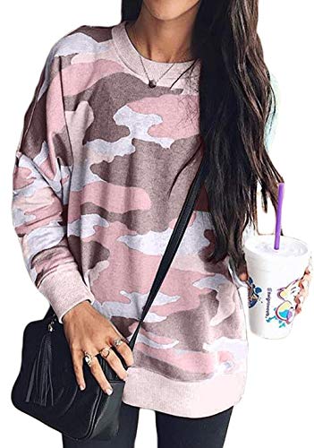 Book Cover Shawhuwa Sweatshirts for Women Loose Camo Shirts Long Sleeve Pullover Loose T-Shirt Blouses Tops