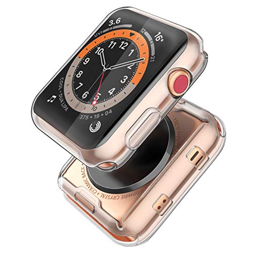Julk Series 3 38mm Case Compatible with Apple Watch Screen Protector, Overall Protective Case TPU HD Clear Ultra-Thin Cover (2-Pack)
