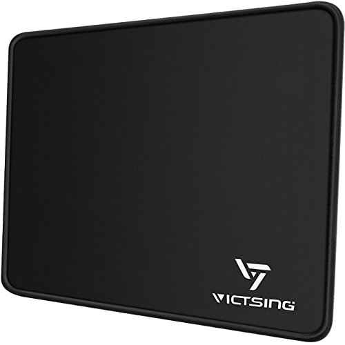 Book Cover VicTsing Mouse Pad with Stitched Edge, Premium-Textured Mouse Mat, Non-Slip Rubber Base Mousepad for Laptop, Computer & PC, 10.2×8.3×0.08 inches, Black