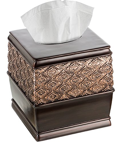 Creative Scents Dublin Tissue Box Cover - Decorative Bathroom Tissues Paper Holder Square, Modern Napkins Container, for Cute Elegant Bathroom Decor (Brown)