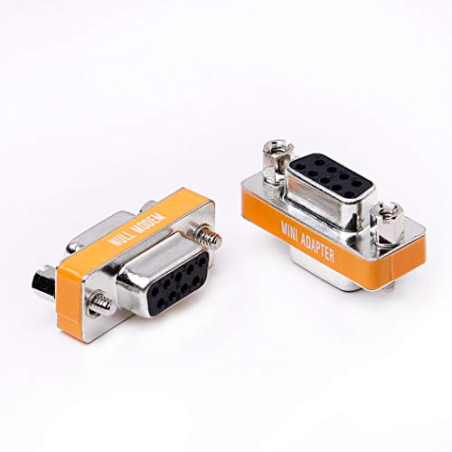 DB9 null modem female to female slimline data transfer serial port adapter 2 Pack